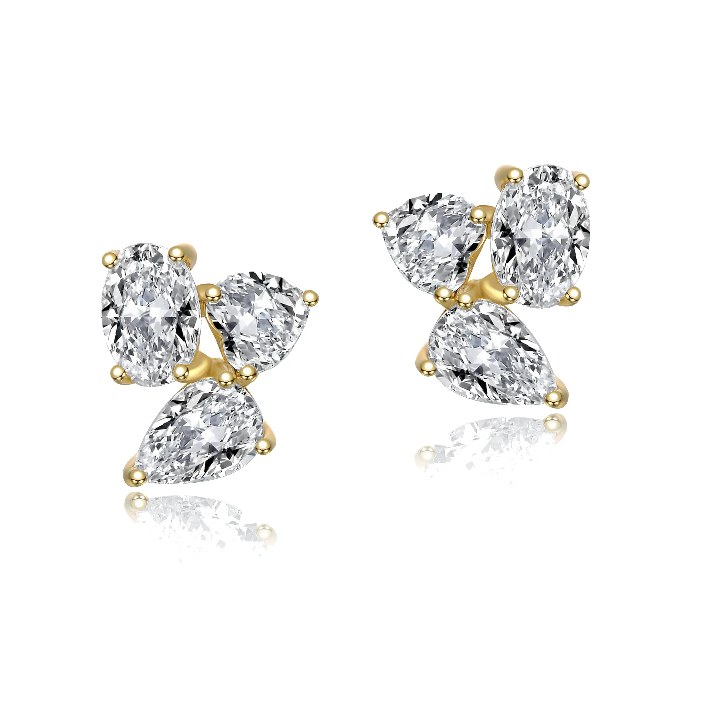 Eloise Triple Cluster Stud Earrings