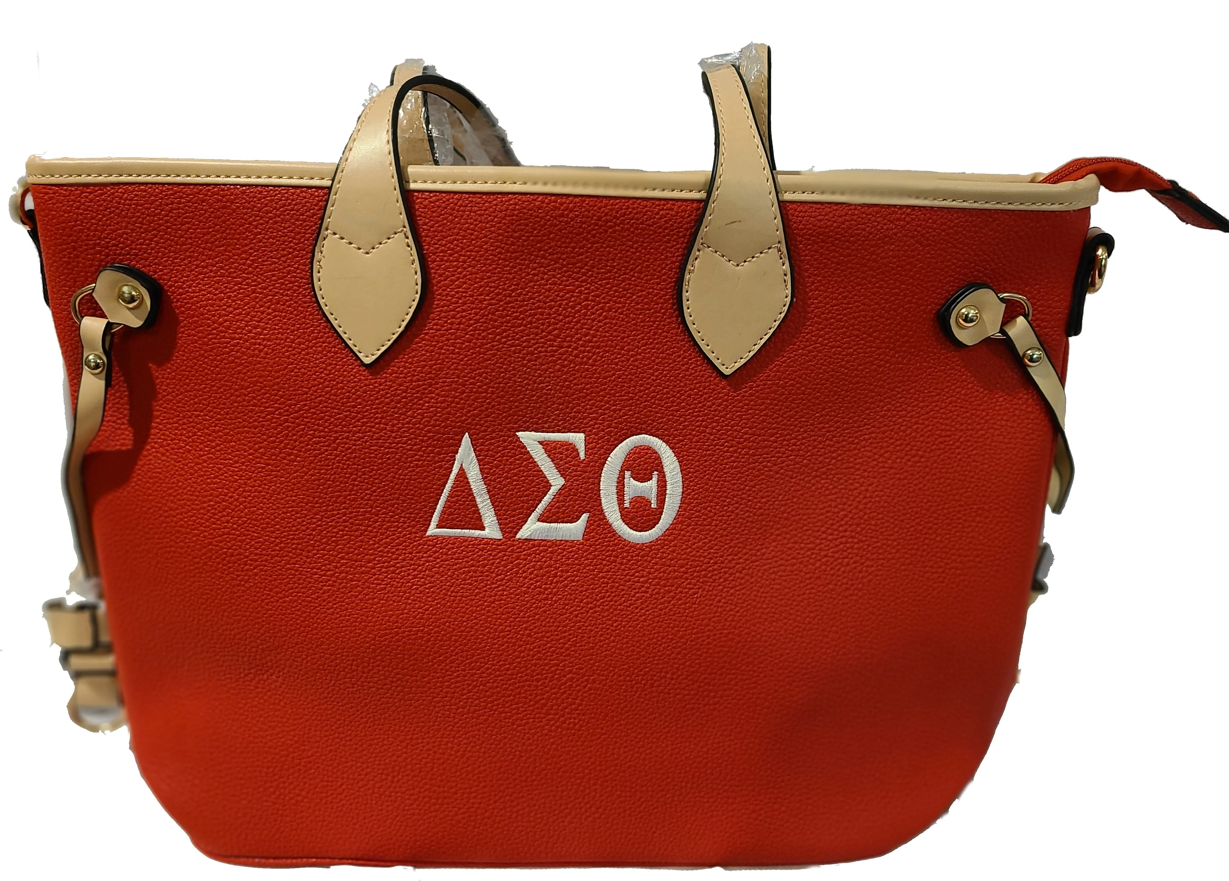 Embroidered Delta Sigma Theta Red Two-Tone Classic 2 in 1 Shopper Tote w/ Wristlet