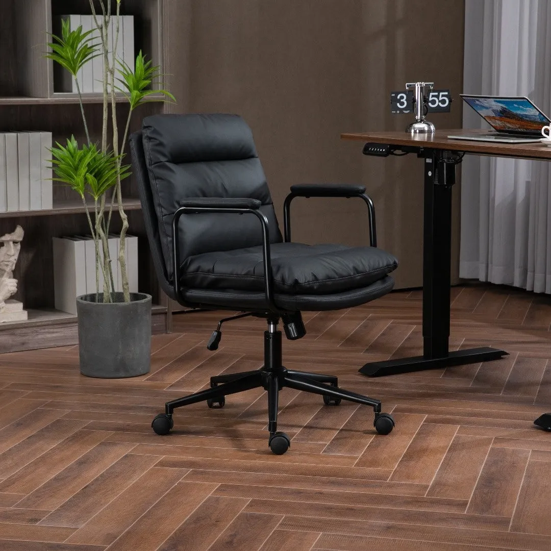 Ergonomic Faux Leather Swivel Office Chair, Adjustable