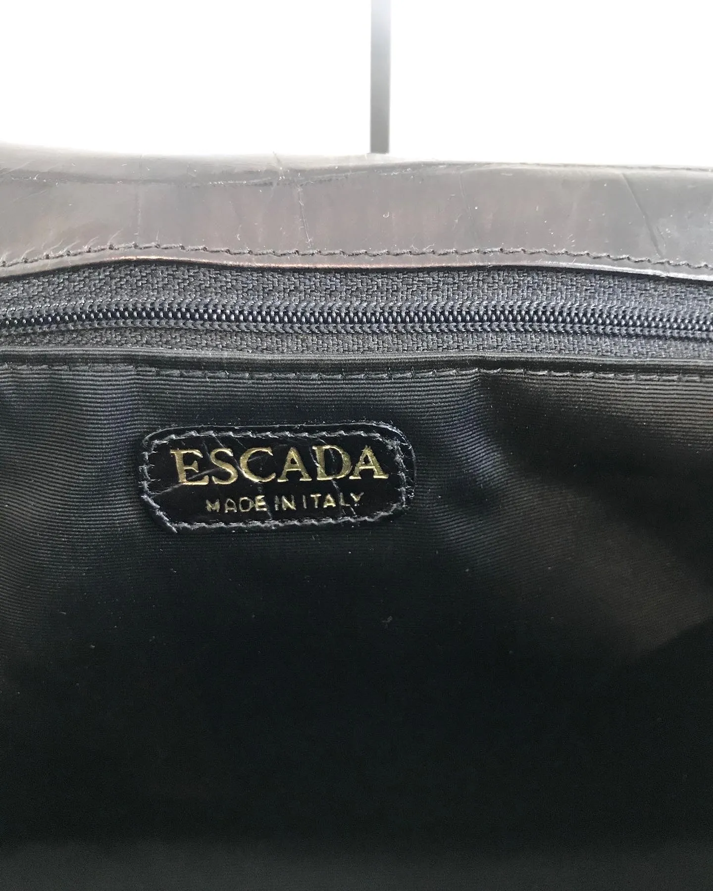 ESCADA Vintage Black Croc Embossed Leather Handbag