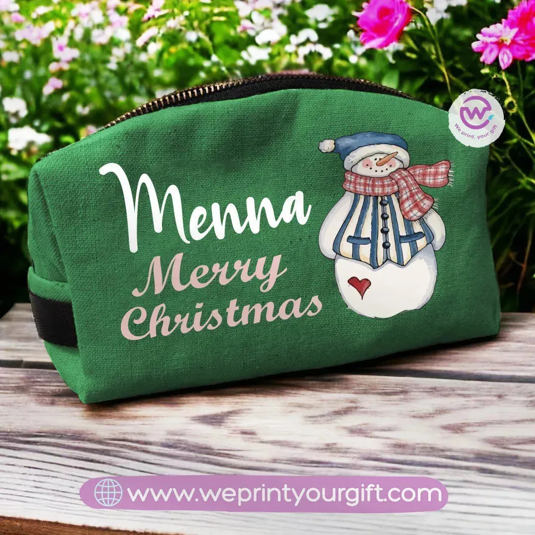 Fabric Boxy Pouch Makeup bag-Christmas Designs