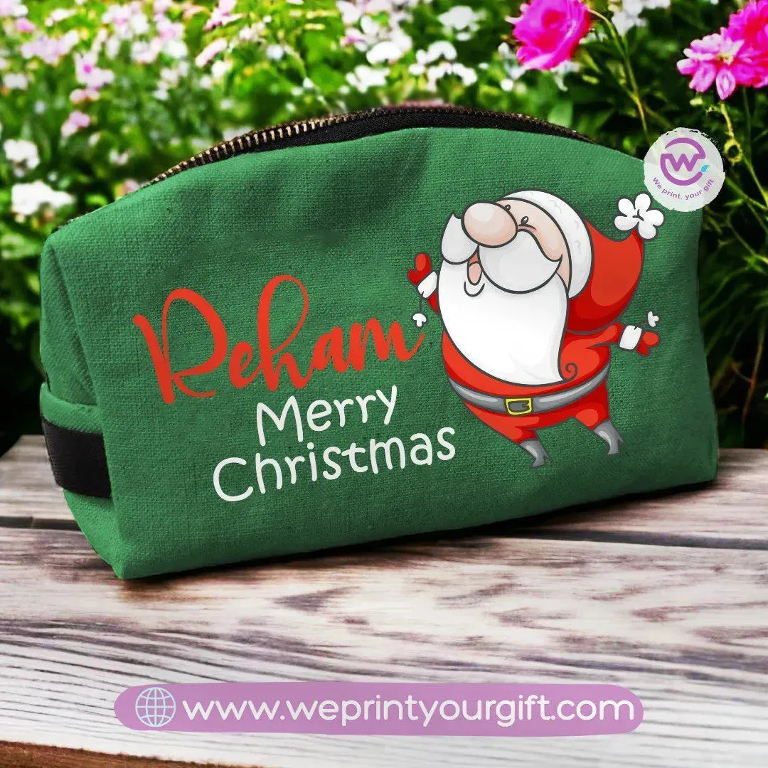 Fabric Boxy Pouch Makeup bag-Christmas Designs