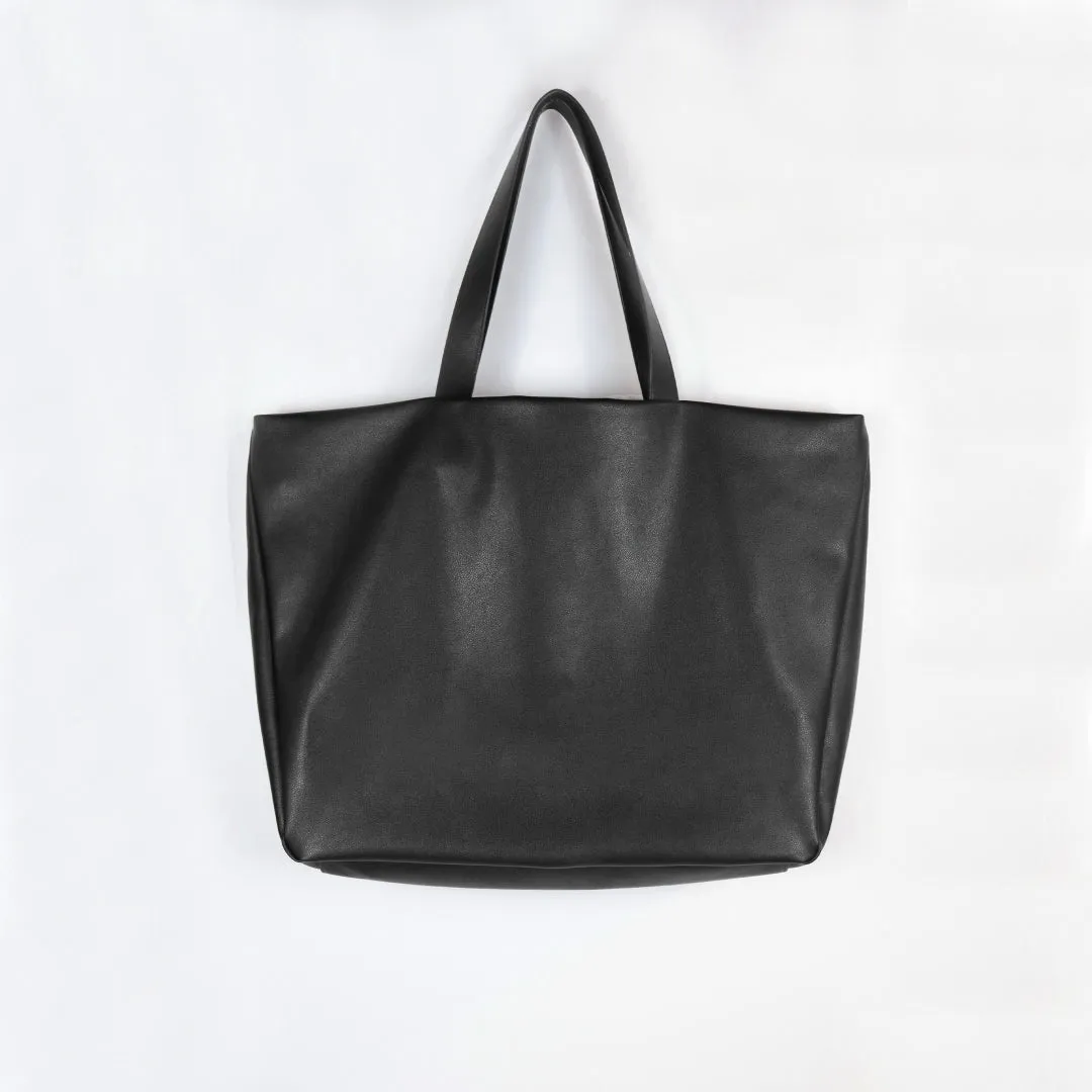 FAUX LEATHER BIG TOTE BAG