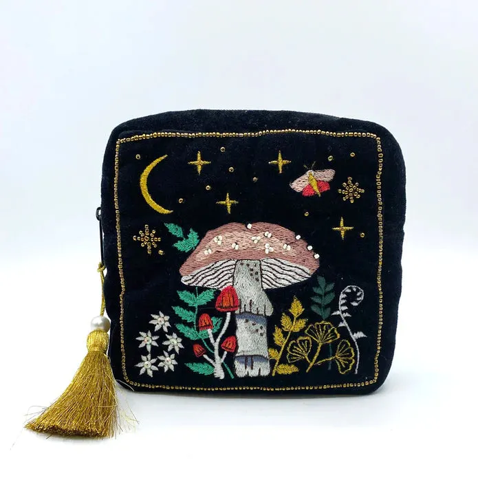 Forage Mushroom Embroidered Makeup Bag