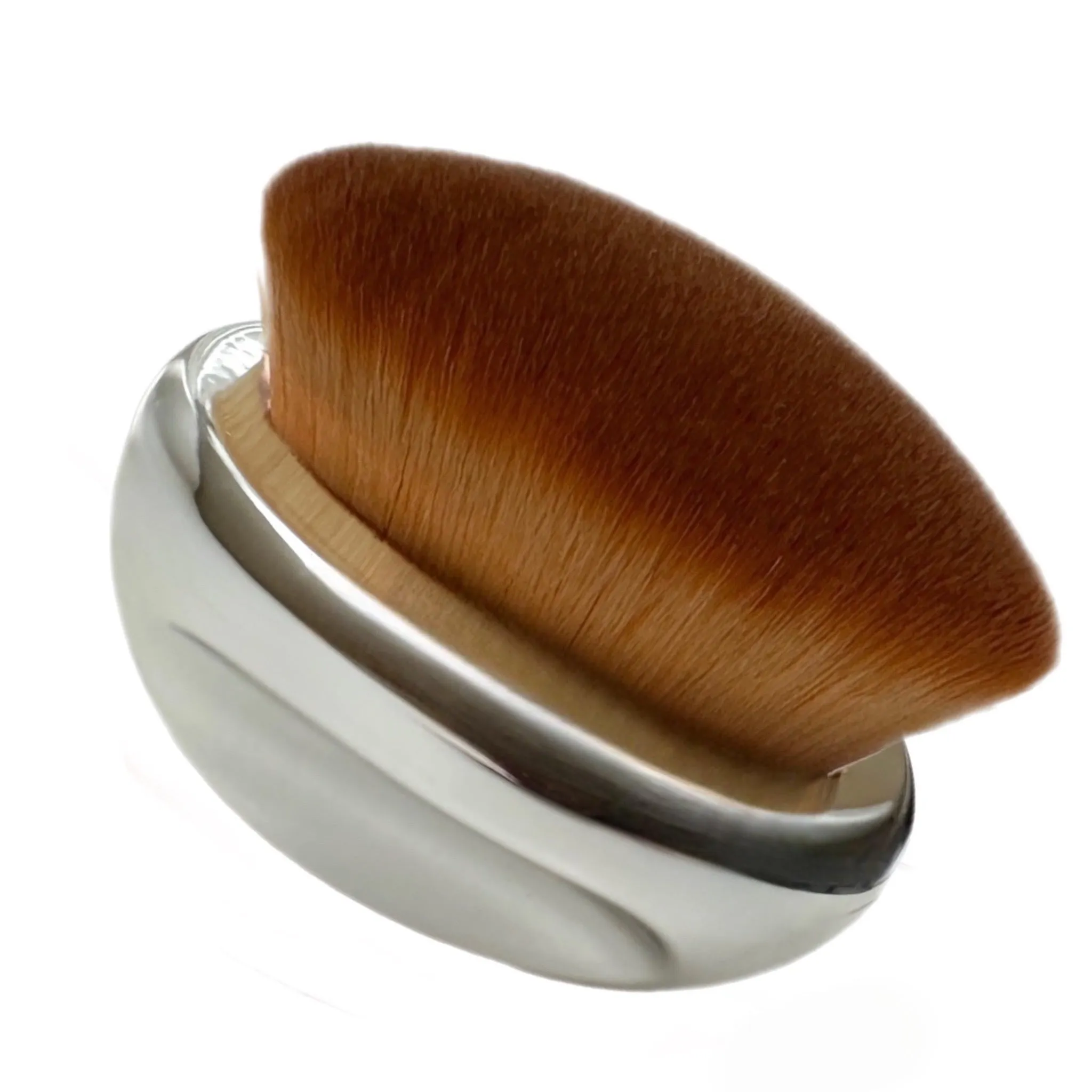 Foundation Brush Makeup Brush SOFT Kabuki Dome Shaped Face Body SPF Blush Bronzer Highlighter Self-Tanner Buffing Liquid Powder Cream Cosmetic Application Mirror Finish - SILVER