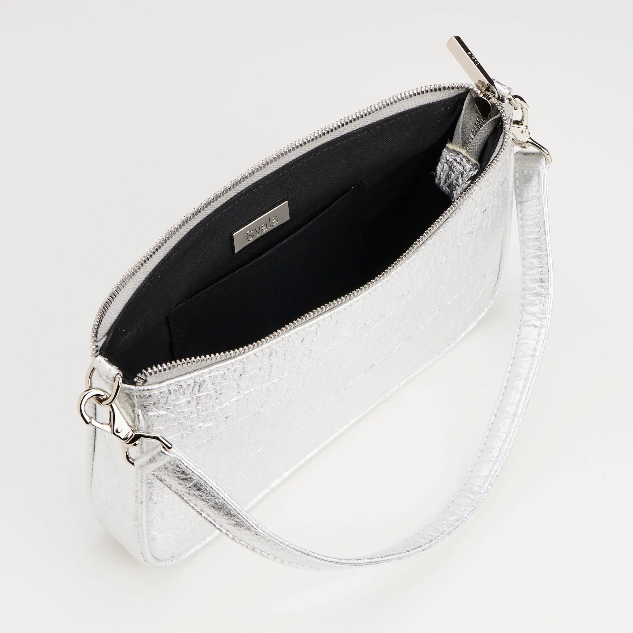 Gaia Piñatex® Vegan Shoulder Bag | Silver