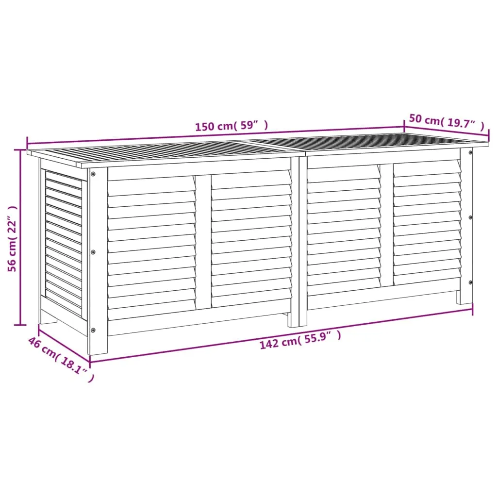 Garden Storage Box with Louver 150x50x56 cm Solid Wood Acacia