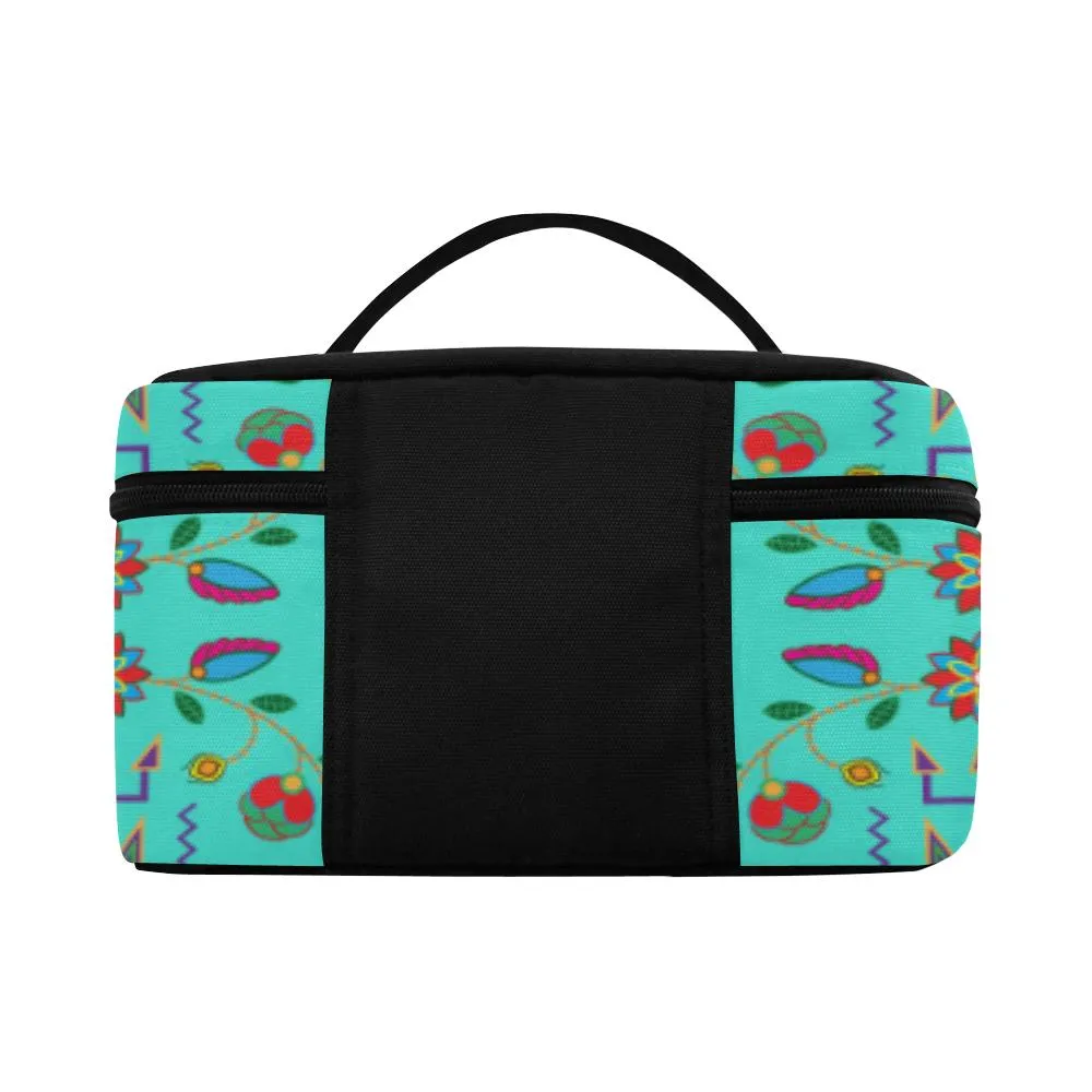 Geometric Floral Fall - Sky Cosmetic Bag/Large