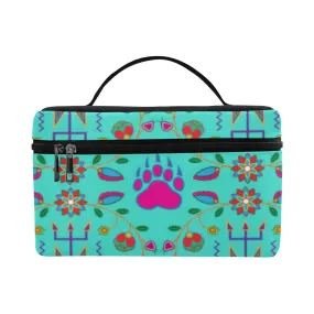 Geometric Floral Fall - Sky Cosmetic Bag/Large