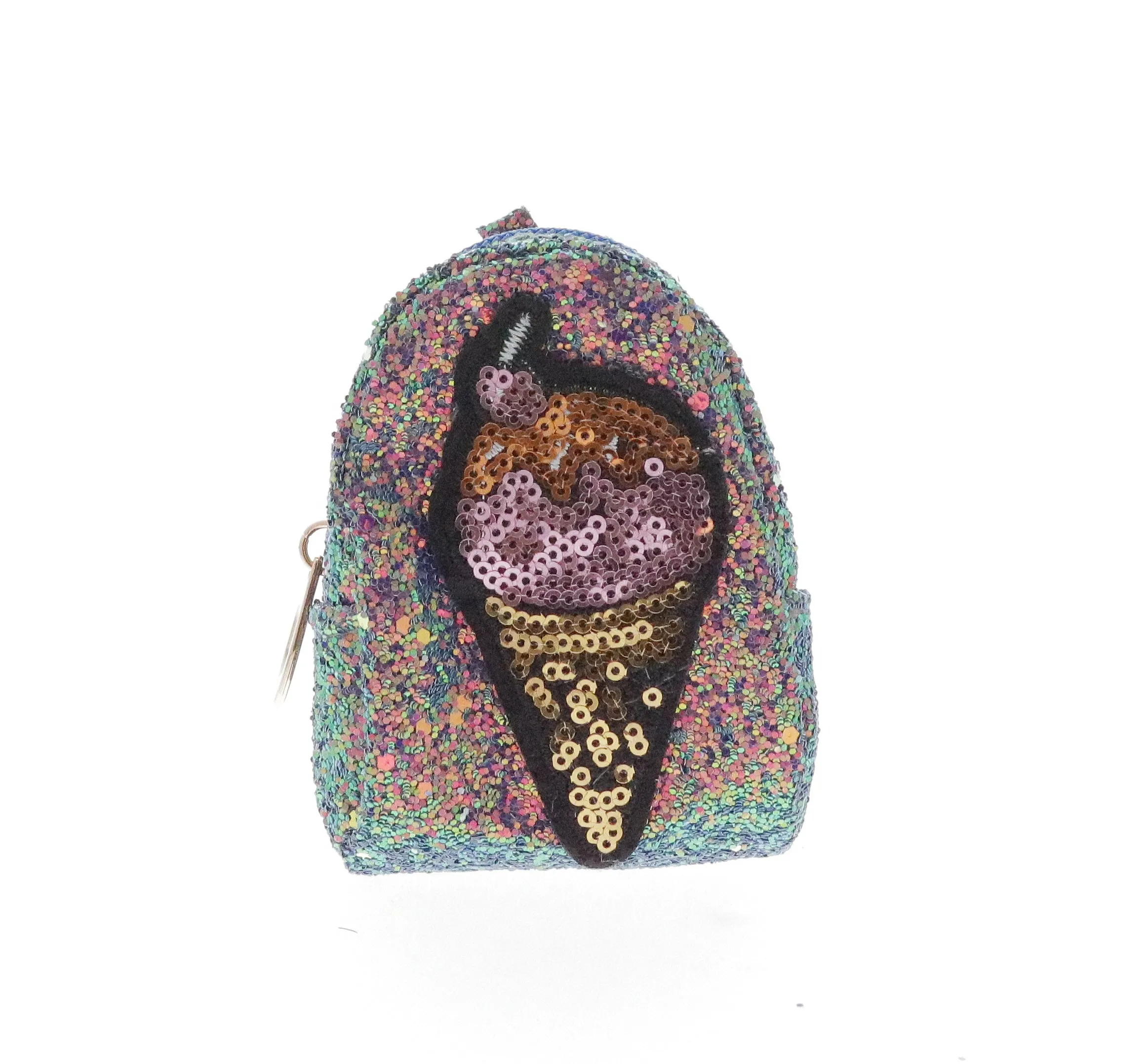 Glittered Ice Cream Coin Bag Key Chain