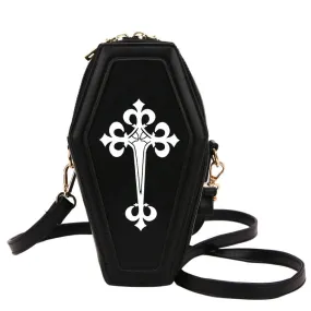 Gothic Coffin Cross Designer Women Girl Black Shoulder Crossbody Bag Messenger Bags