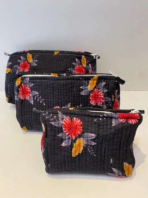 Hand Blocked Cotton Travel Set Of 3 - Sale  50% Off - At checkout use code Winter50%