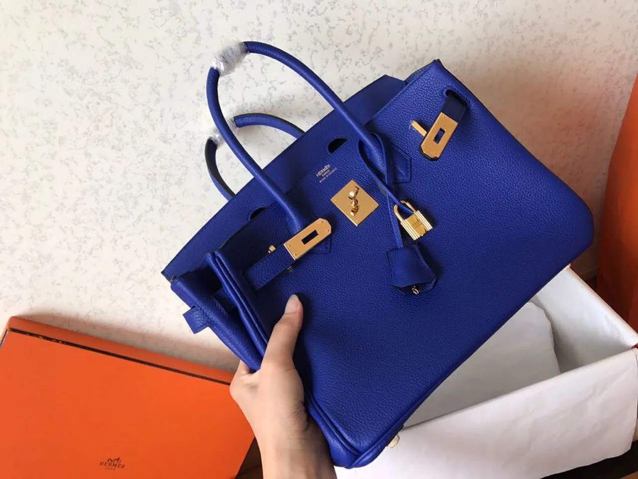 HM Birkin Electric Blue 7T For Women Gold Toned Hardware 11.8in/30cm