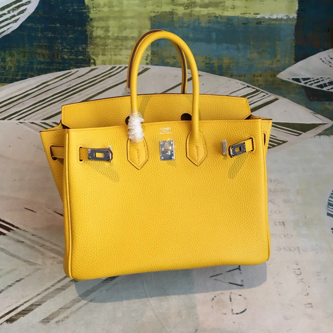 HM Birkin Yellow For Women Silver Toned Hardware 9.8in/25cm