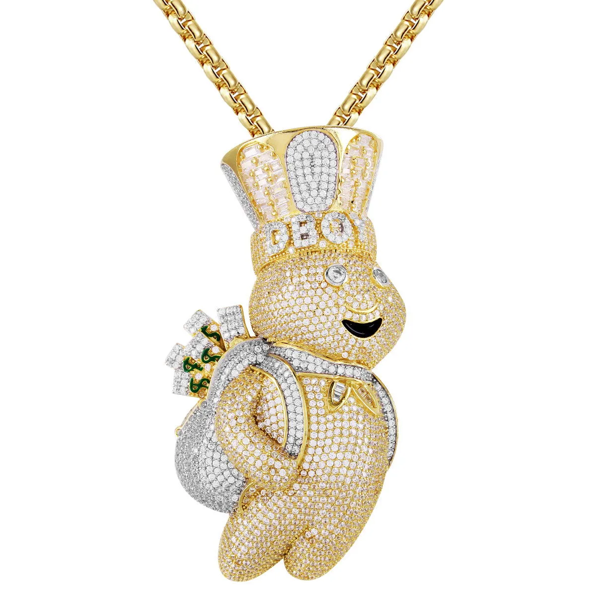 Icy Doughboy Chef Money Dollar Bag Micro Pave .925 Silver Pendant