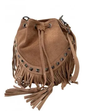 Italian Leather Fringed Bucket Bag