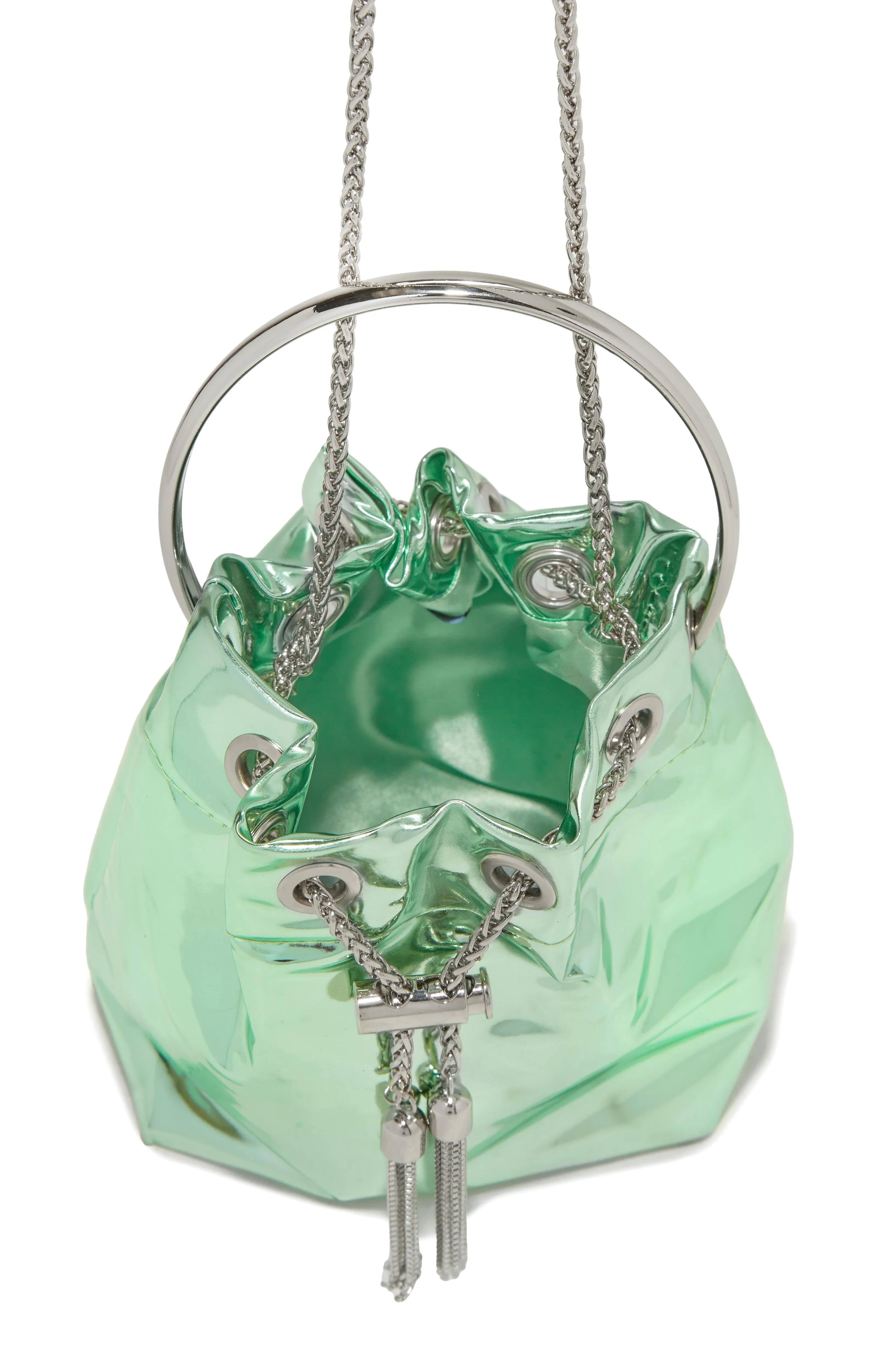 Jilian Metallic Bucket Bag - Green