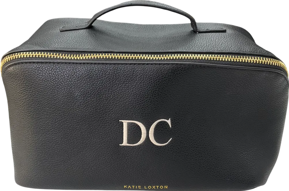 Katie Loxton Large Black Makeup And Wash Bag Initial “DC”