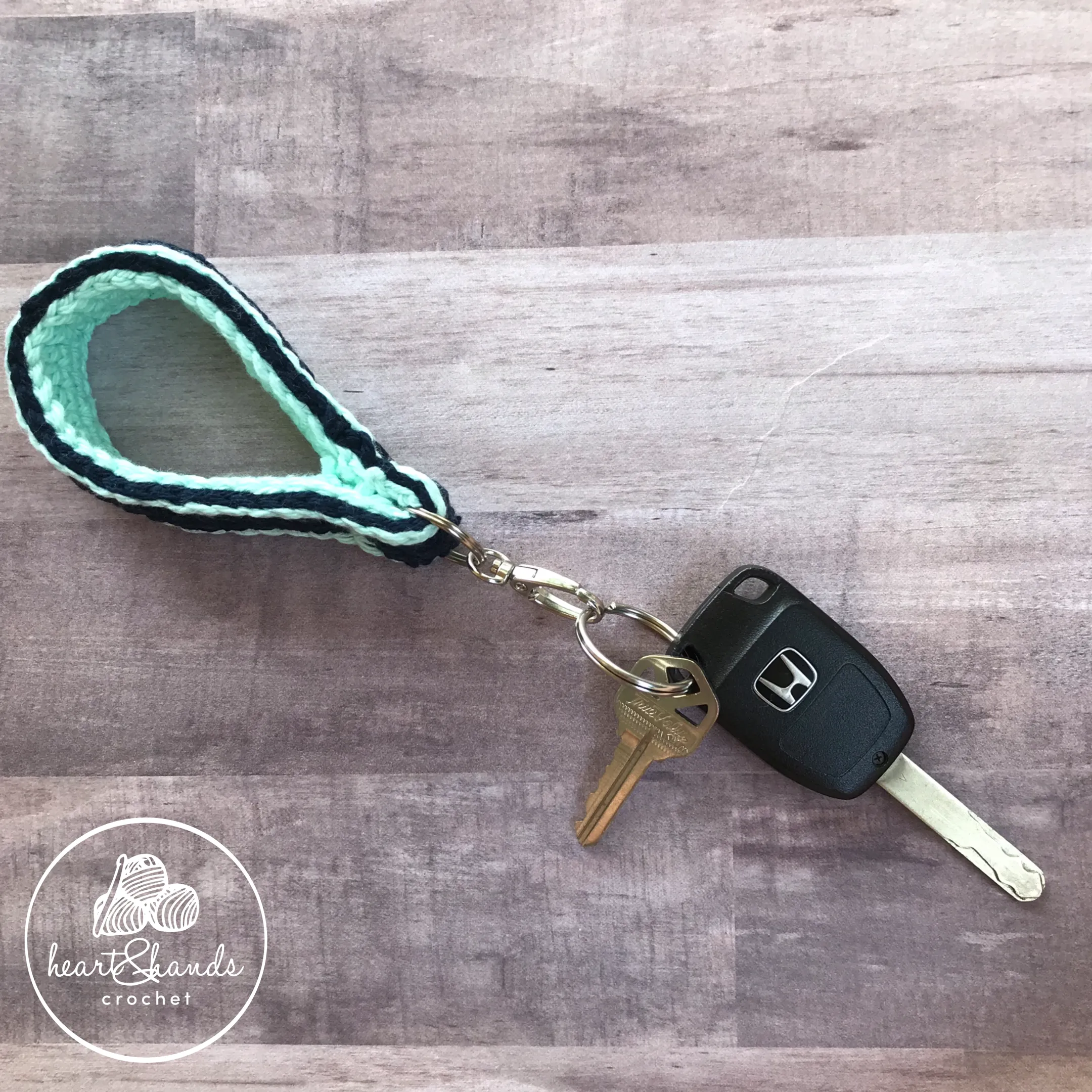 Key Fob - Navy/Beach Glass