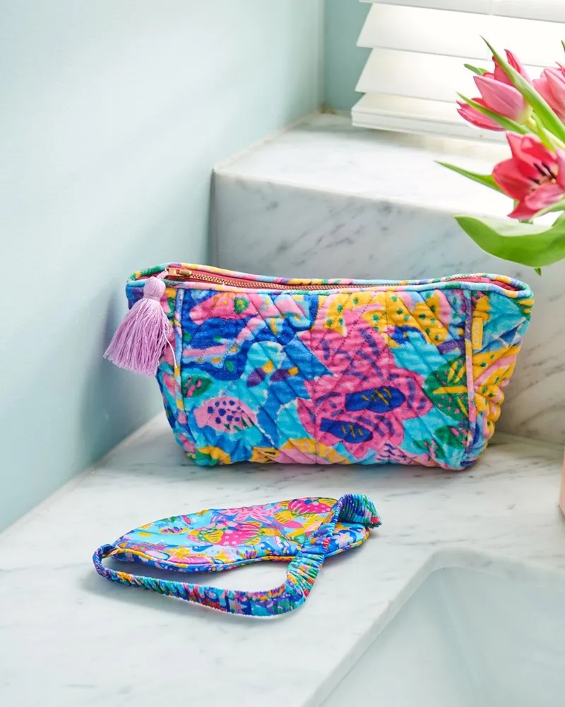 Kip&Co x Ken Done Reef Garden Velvet Toiletry Bag