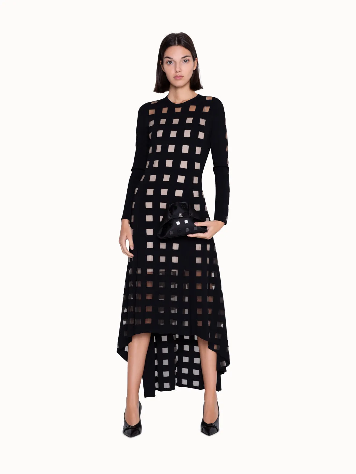 Knit Dress with Square Intarsia Pattern