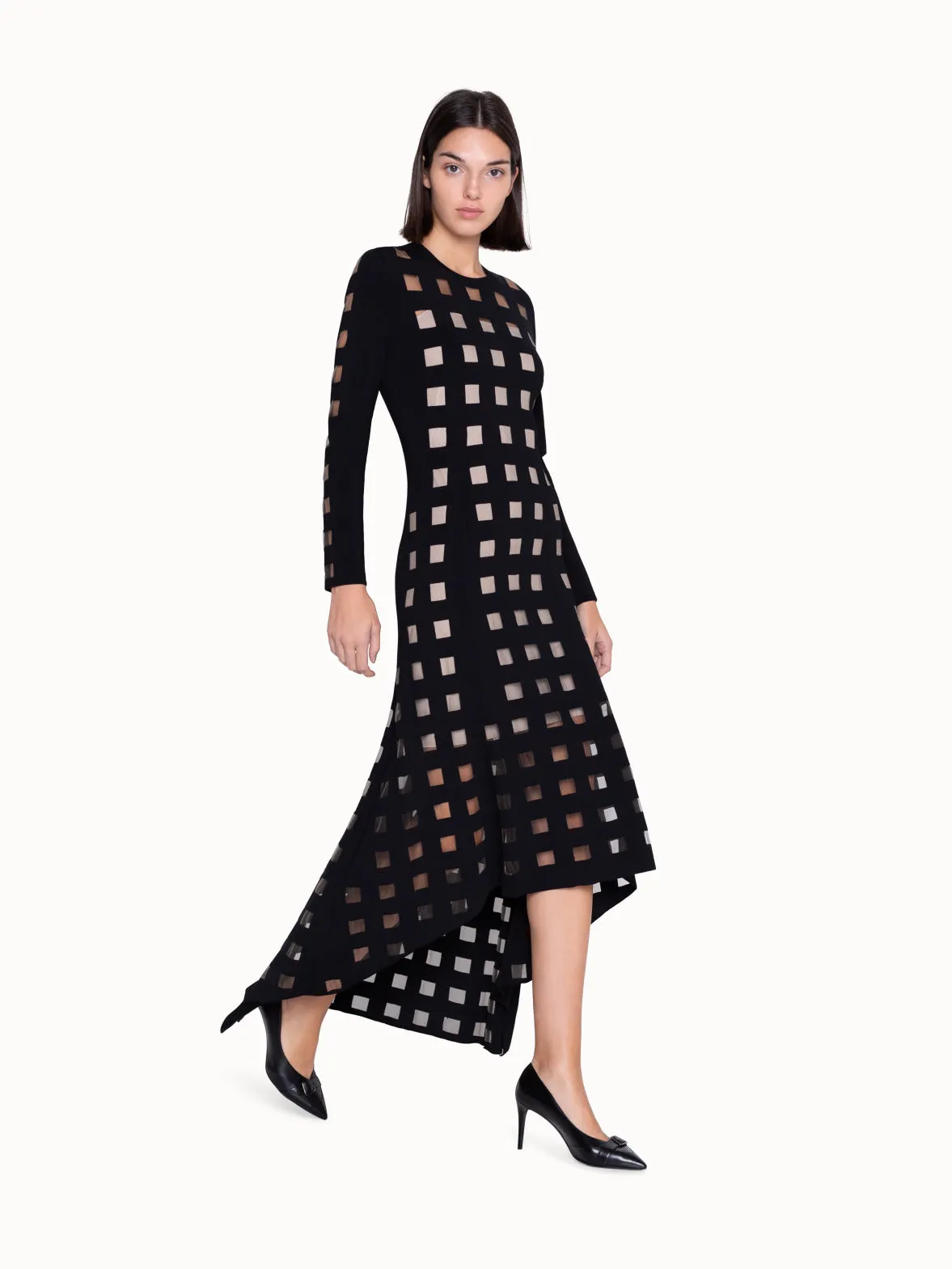 Knit Dress with Square Intarsia Pattern