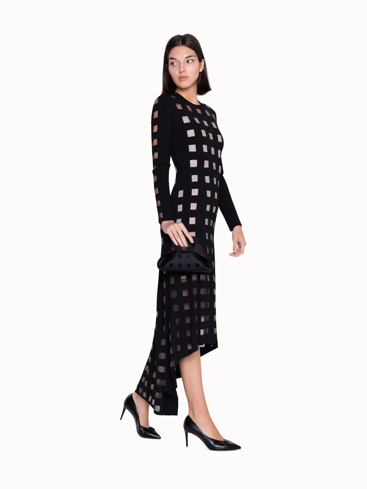 Knit Dress with Square Intarsia Pattern