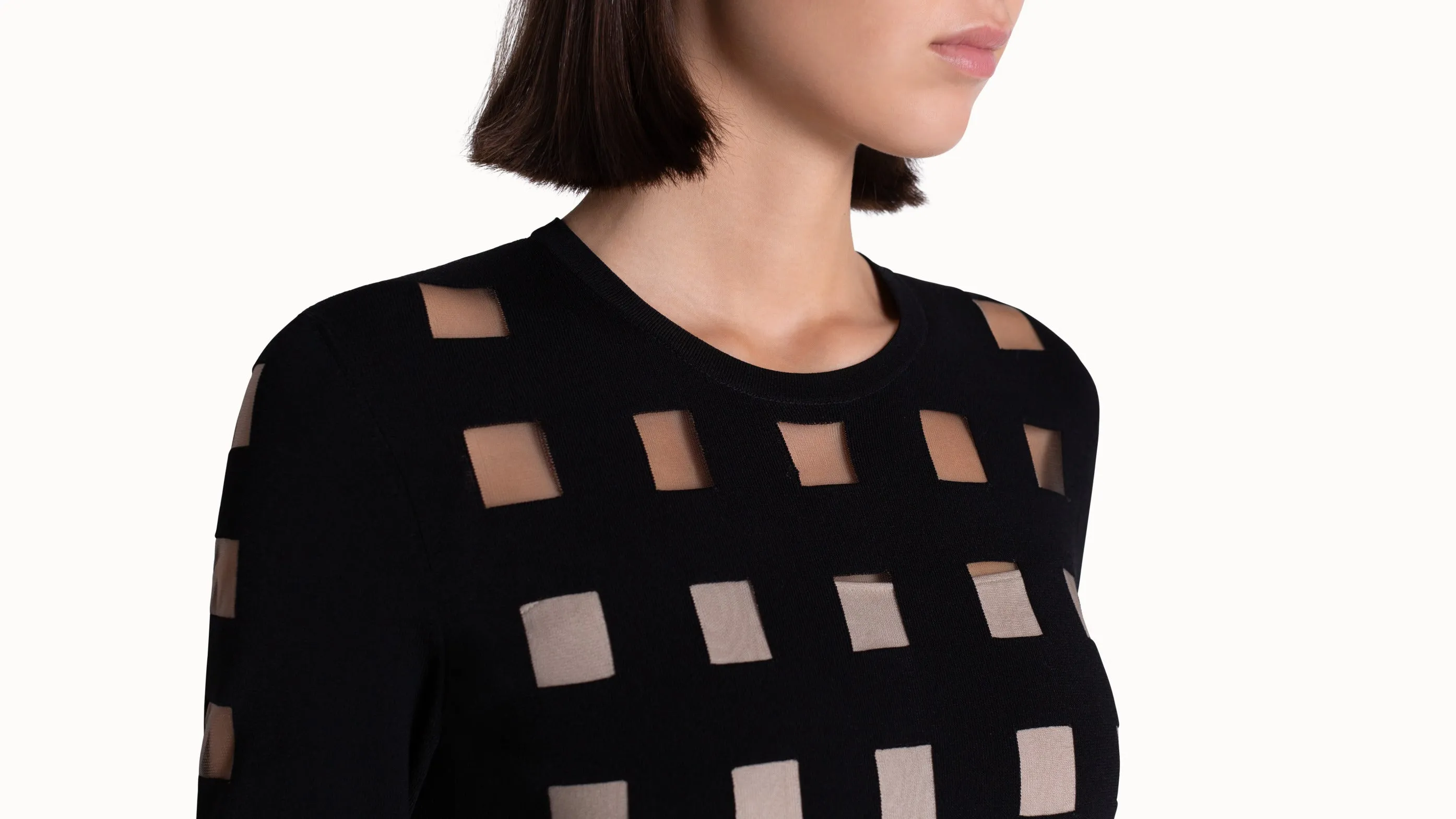 Knit Dress with Square Intarsia Pattern