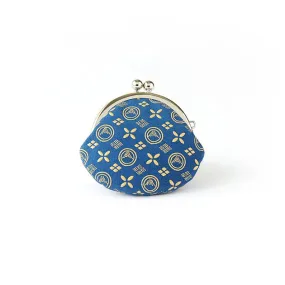 Koshu Inden Japanese Deerskin Leather with Urushi (Japanese Lacquer) Clasp Coin Purse - Mt.Fuji Pattern / Blue - ,  Made in Japan,  Change Purse,  Japanese Gamaguchi Coin Purse