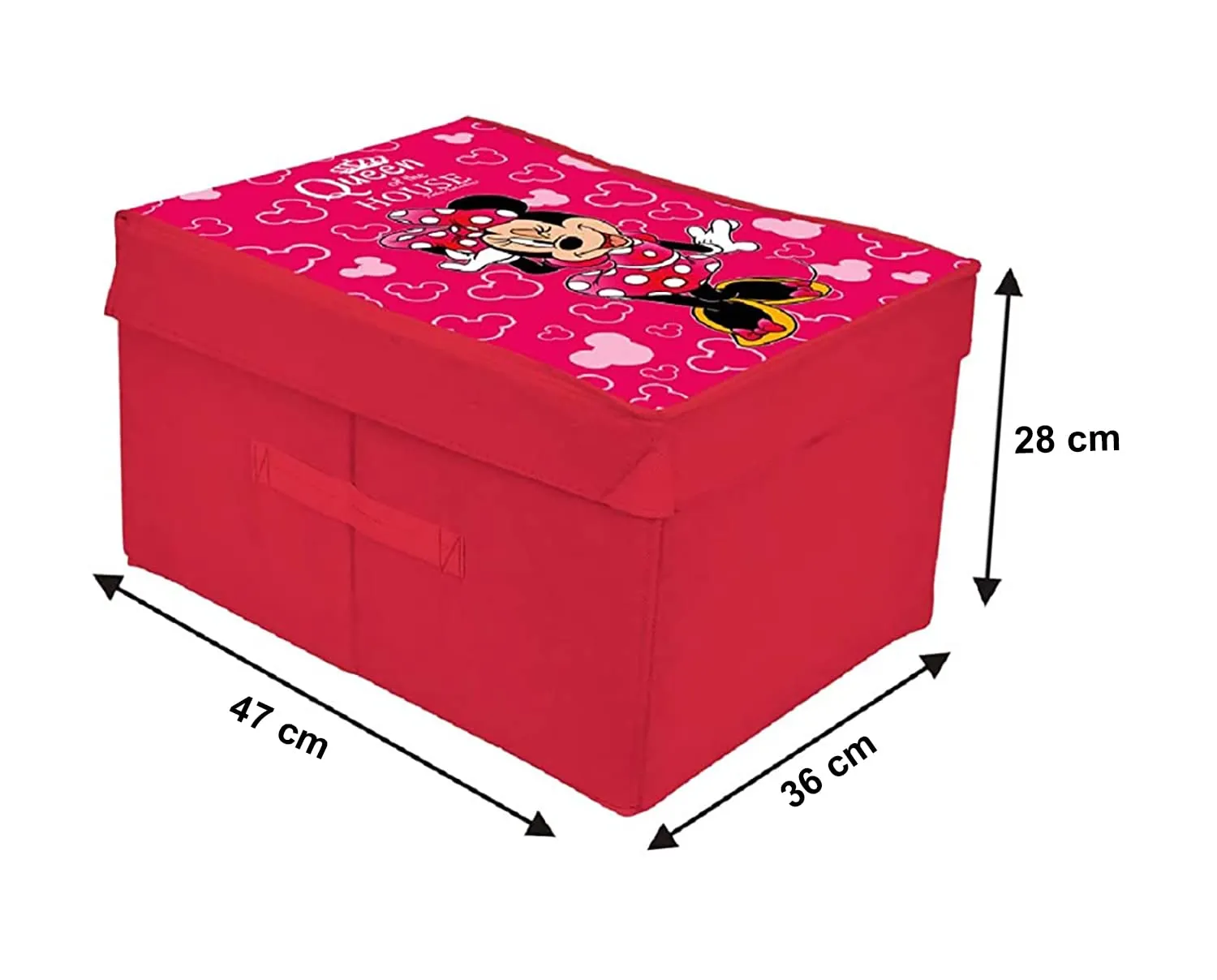 Kuber Industries Disney Minnie Printed Flodable Storage Box/Organizer For Toys, Cloths And Books With Lid & Handle (Pink)-HS43KUBMART26579