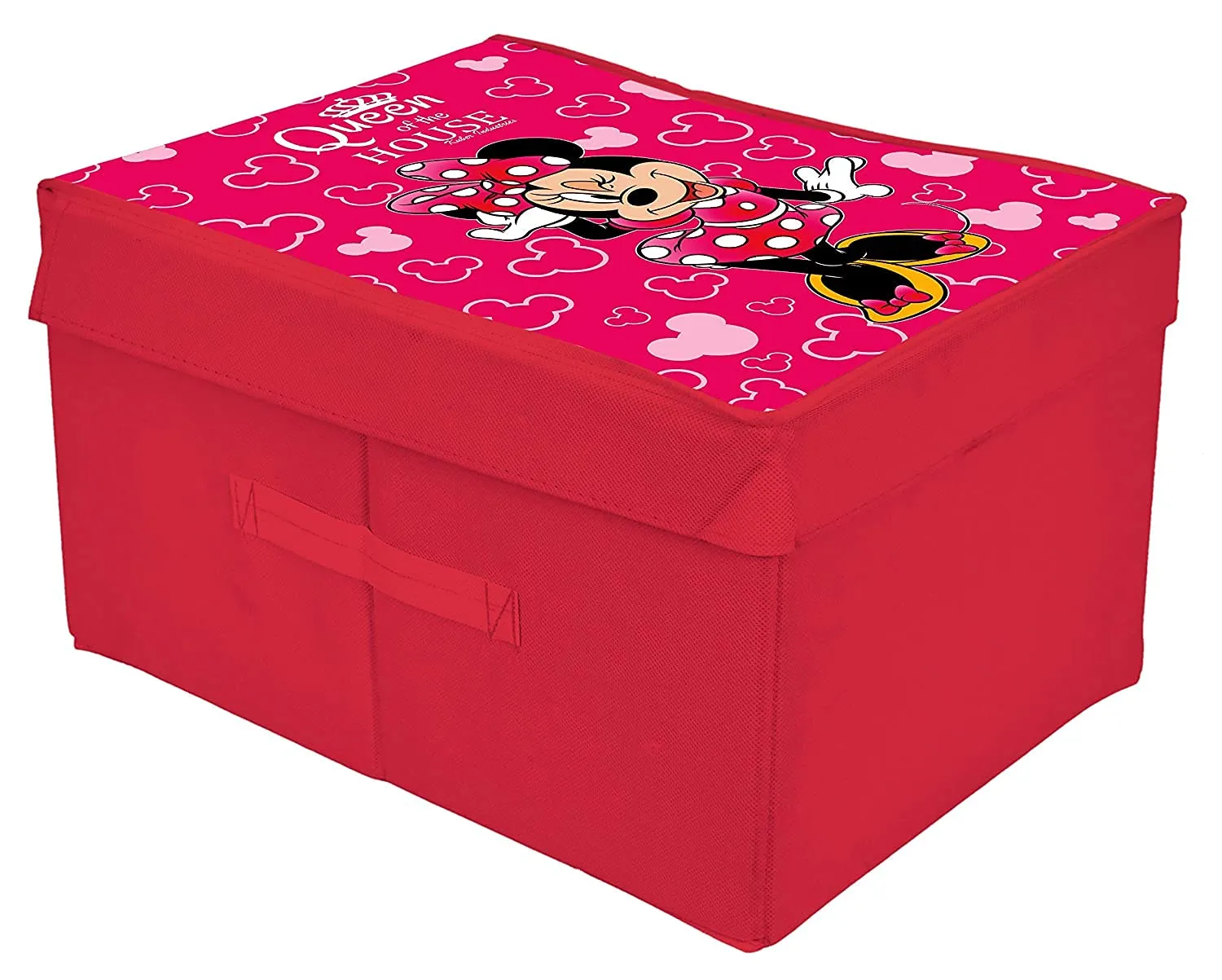 Kuber Industries Disney Minnie Printed Flodable Storage Box/Organizer For Toys, Cloths And Books With Lid & Handle (Pink)-HS43KUBMART26579