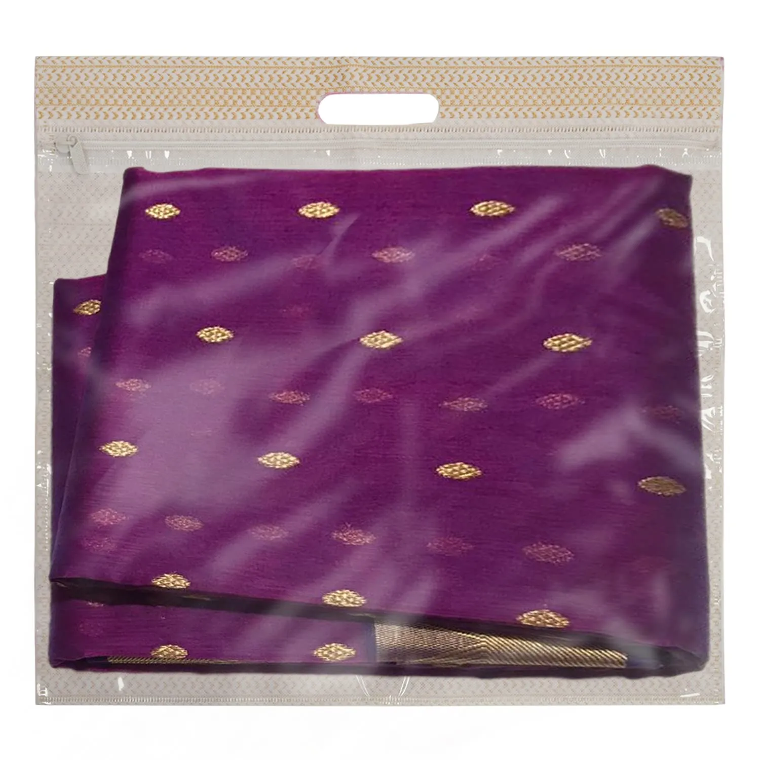 Kuber Industries Non-Woven Wardrobe Organizer/Gift Bags/Storage Bag For Store Saree, Lehenga, Suit With Transparent Window With Handle- Pack of 12 (Brown)