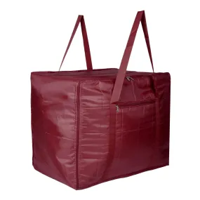 Kuber Industries Storage Attachi Bag | Parachute Travel Storage Bag | Underbed Storage Bag | Storage Organizer for Clothes | Zipper Closure Blanket Bag with Handle | Small | Maroon