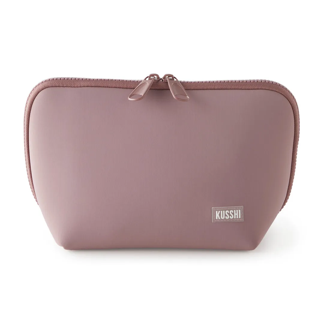 Kusshi Neoprene Makeup Bag Mauve with Stone Interior