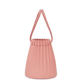 Lamb Pleated Bucket Bag - Coral