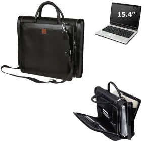 Laptop Bag Manhattan Brief Case Expandable Notebook Computer Leather Trim