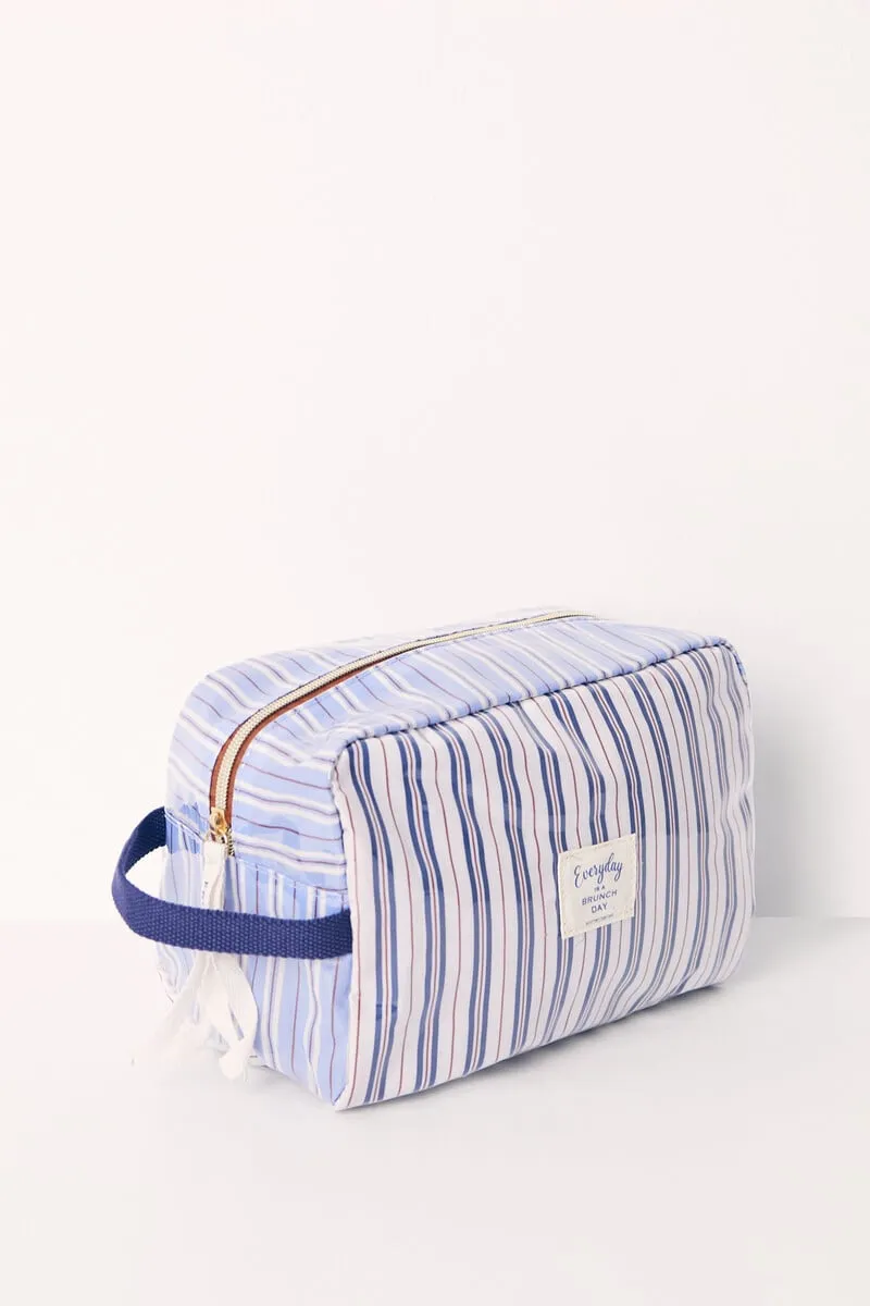 Large striped print toiletry bag