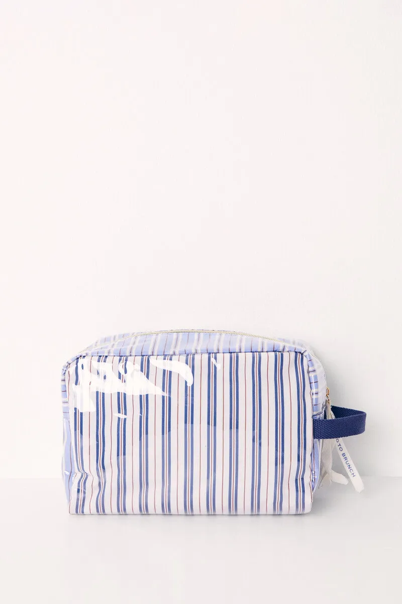 Large striped print toiletry bag