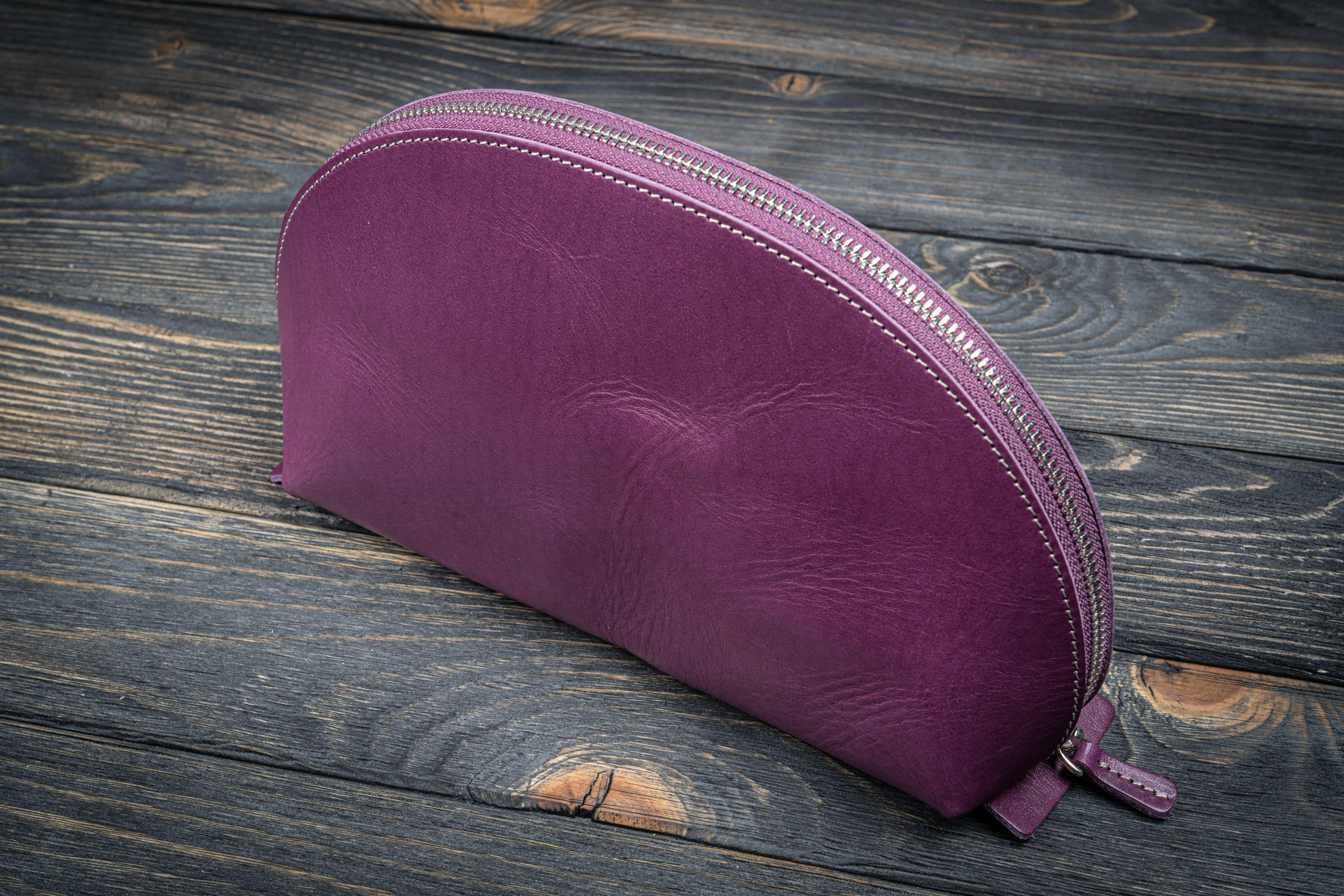 Leather Lunar Makeup / Toiletry Bag - Purple