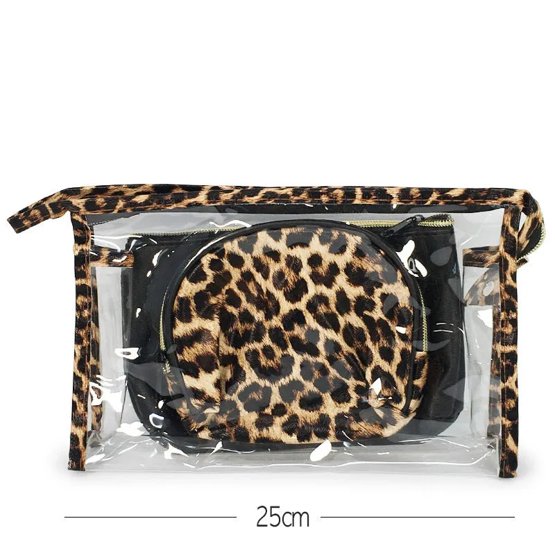 Leopard Print Cosmetic Bag 3PC Set (1 unit)