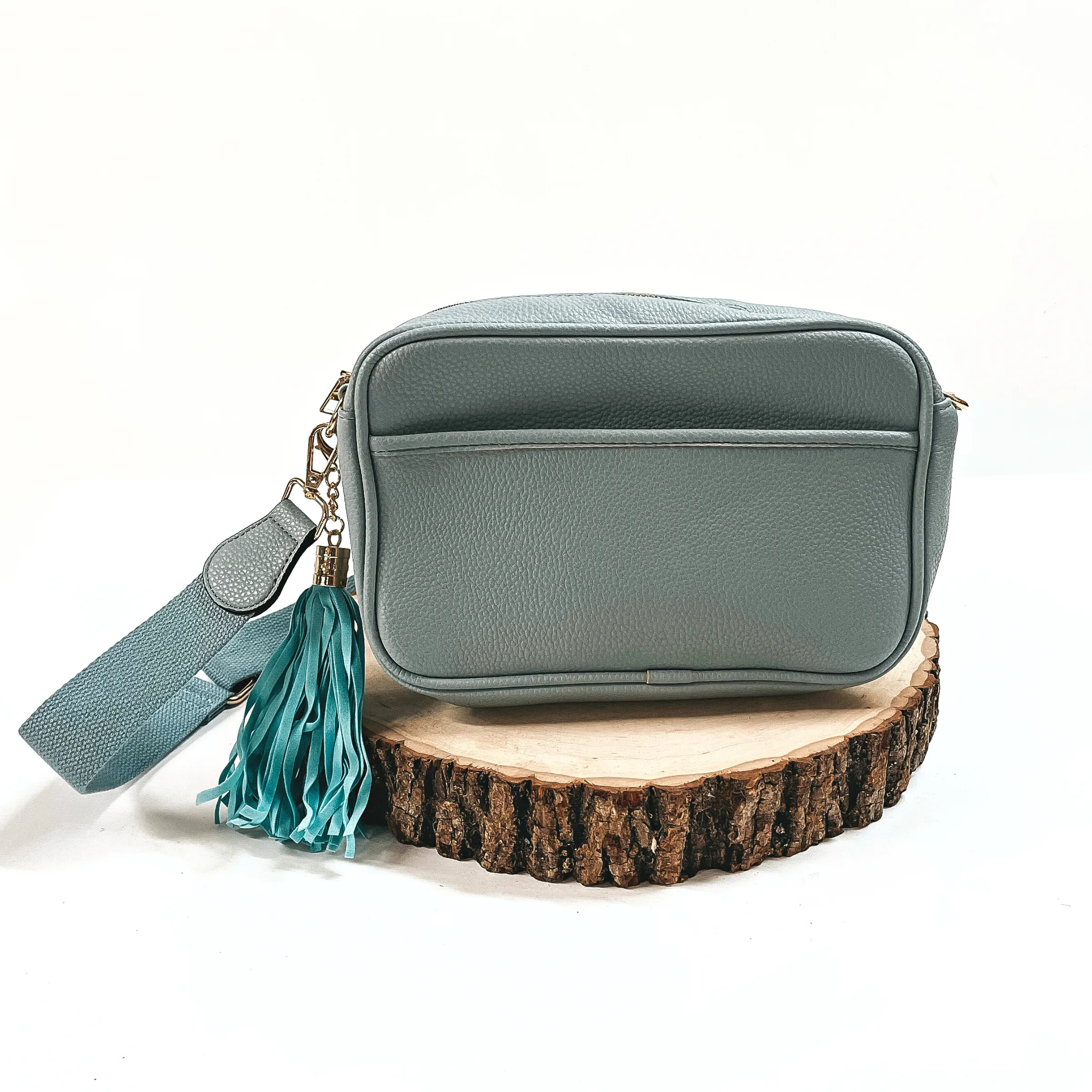 Lovin' Life Small Rectangle Crossbody Purse in Dusty Light Blue