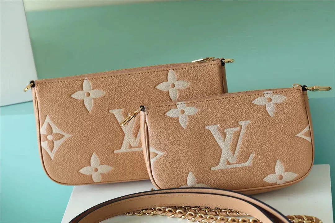 LV Multi Pochette Accessoires Monogram Empreinte Arizona Beige / Cream For Women,  Shoulder And Crossbody Bags 9.8in/25cm LV M45983