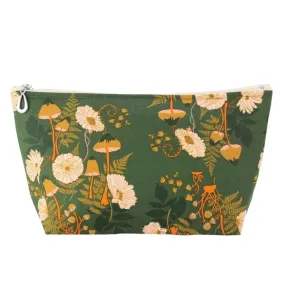 Makeup Bag - Medium - Ink Cap Mushroom (Green Orange) by Dana Herbert