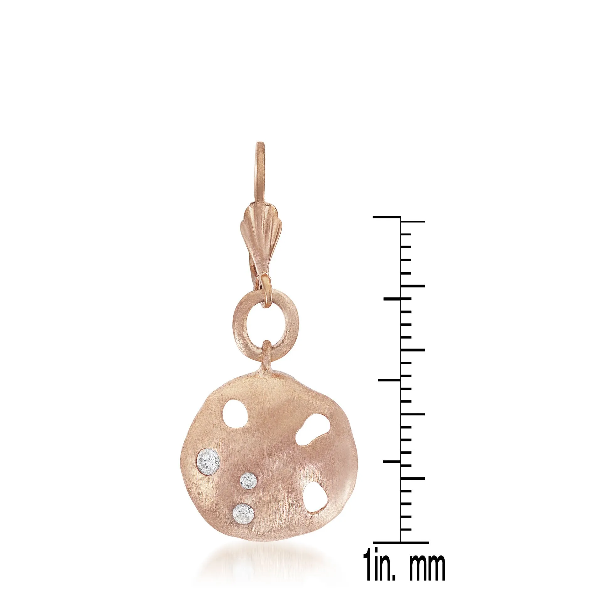 Matte Brushed Rose-plated Sterling Silver Cubic Zirconia Dangling Earrings