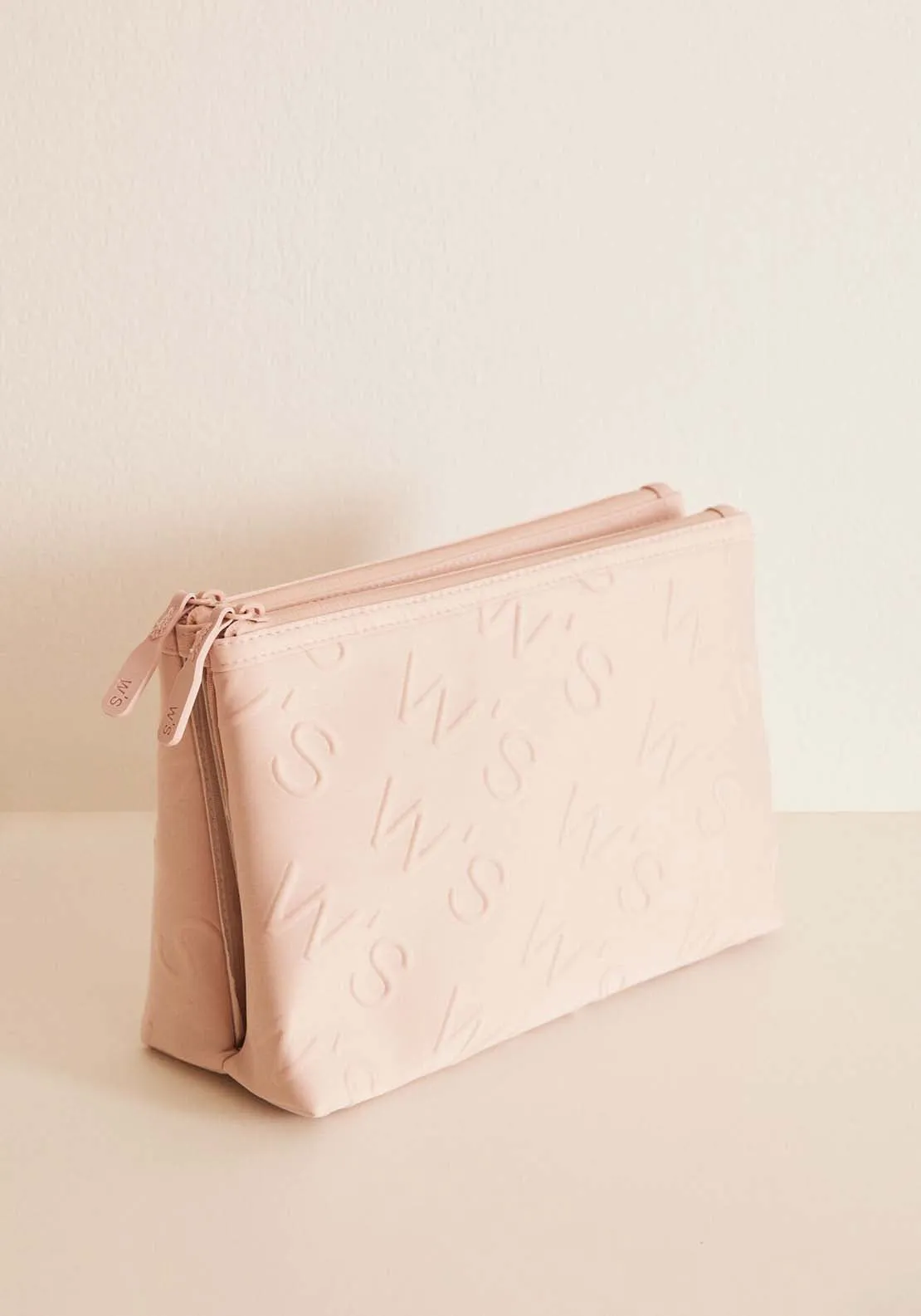 Medium double pink logo toiletry bag - Pink