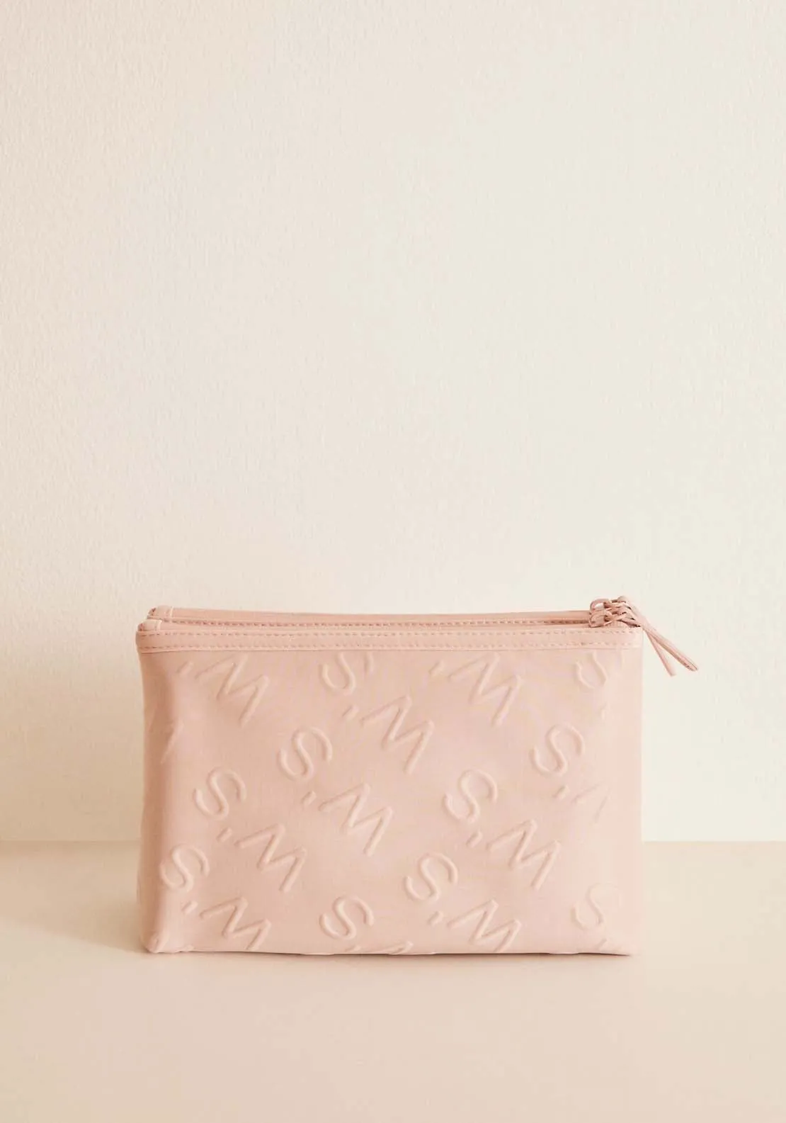 Medium double pink logo toiletry bag - Pink