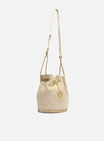 Medium Mica Leather Bucket Bag