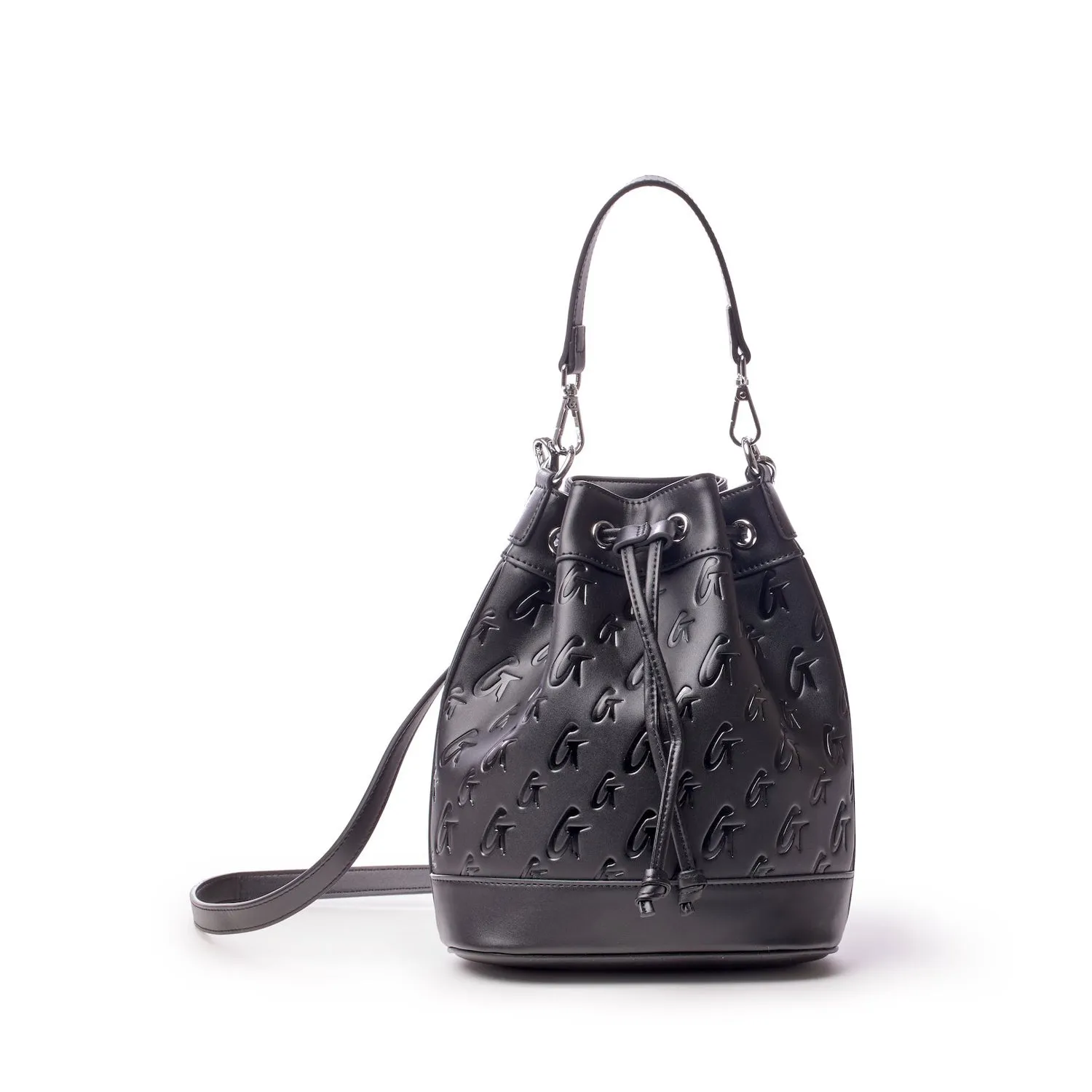 MEDIUM MONOGRAM BUCKET BAG - BLACK