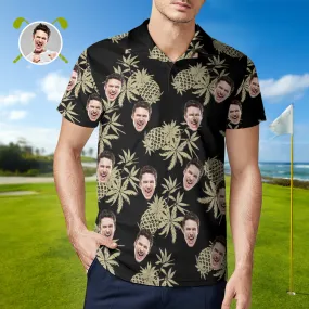 Men's Custom Face Shirt Personalised Golf Shirts For Him Vintage Pineapple