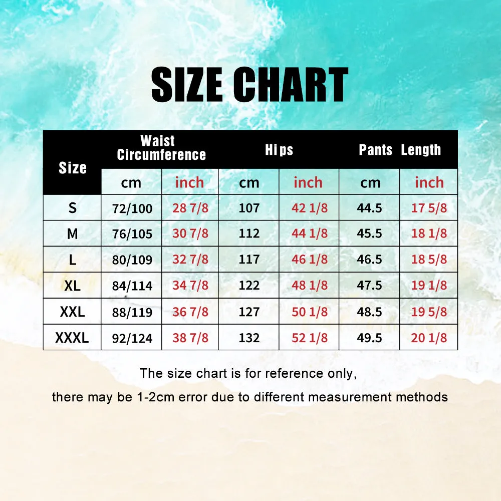 Men's Custom Heart Face Elastic Beach Short Photo Pants